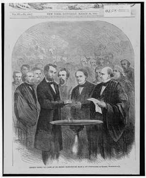 Sketch of Lincoln Taking the Oath of Office